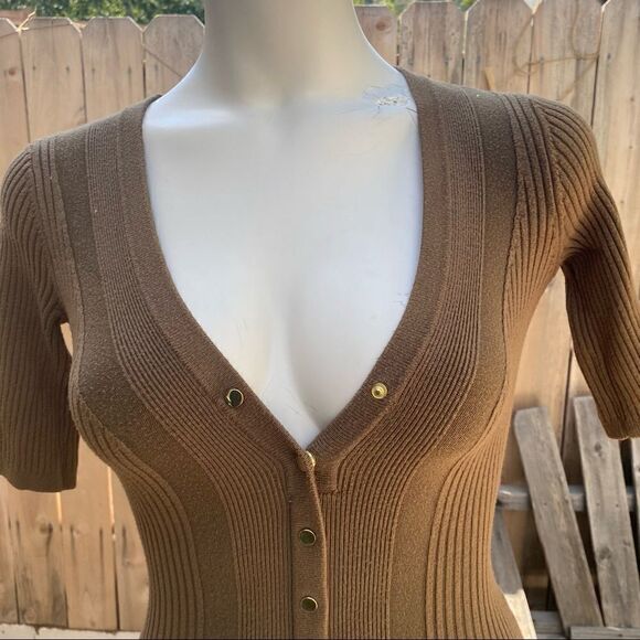 GUESS Seneca Snap Front Ribbed sweater Dress Olive Green size XS - Picture 8 of 13